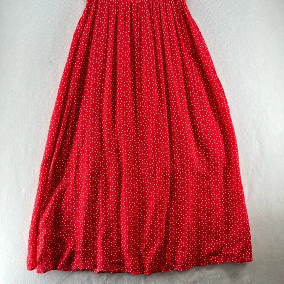 Maison Jules Dress Sz M A-Line Midi Polka Dot Keyhole Neck Sleeveless Rayon Red - Picture 6 of 12